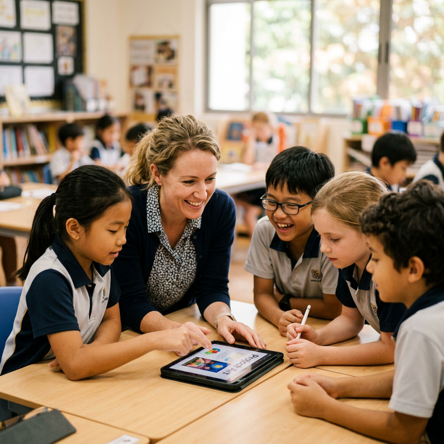 Teacher and students